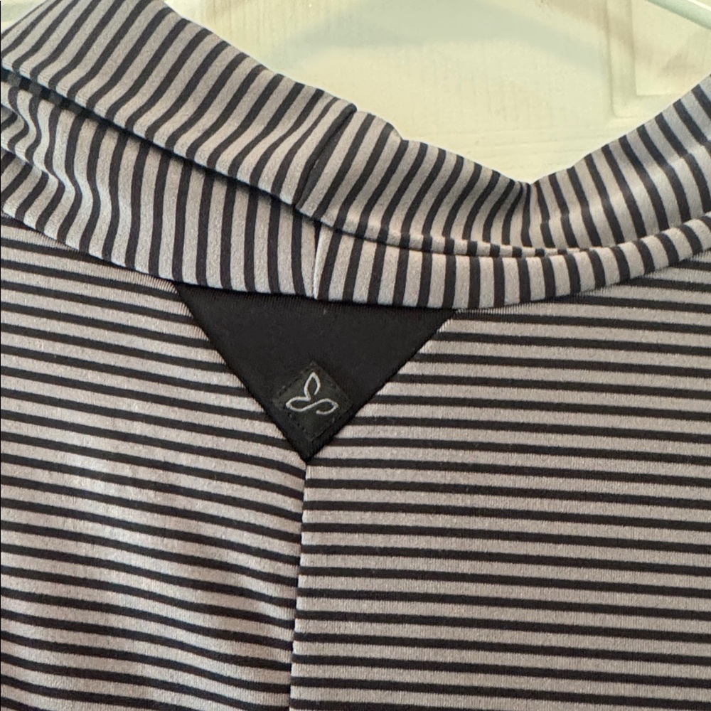 Prana Striped Black and Gray Cowl Neck Top - Picture 4 of 5
